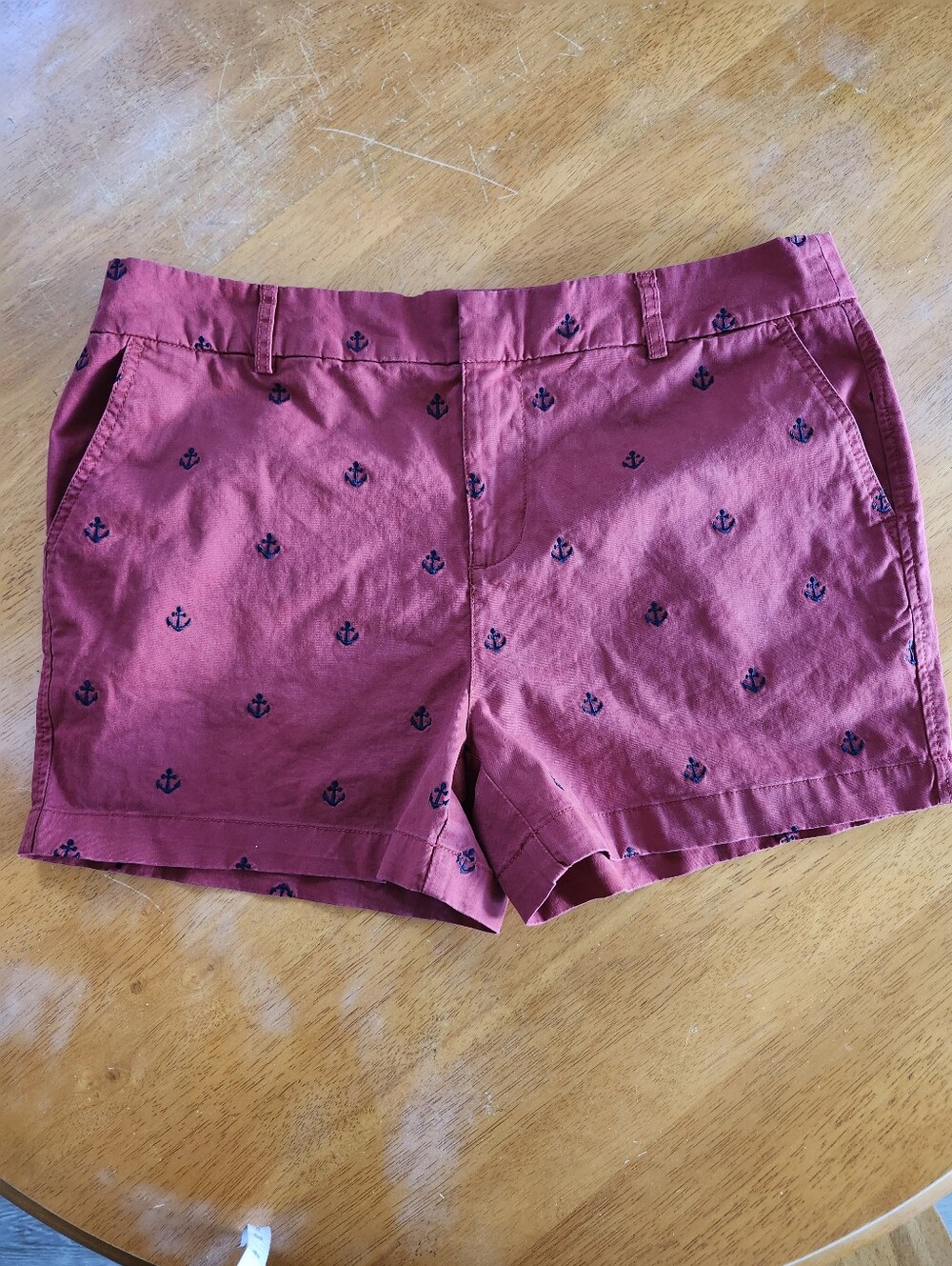 Jones New York Red Embroidered Anchor Shorts, Size 12, Nautical Preppy